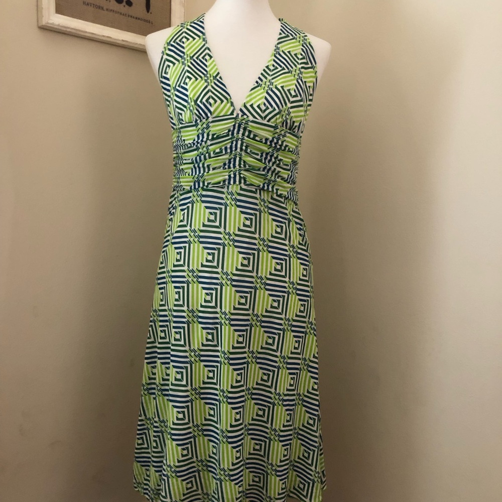 Trina Turk Print V-Neck Halter Dress